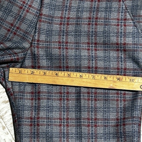 Vintage 70s Flare Disco Pants Gray Red Blue Plaid Check 31x32 - Picture 5 of 9